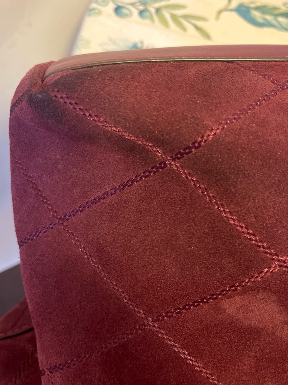 Tory Burch Quilted Suede Crossbody Bag in Burgundy - Picture 8 of 8